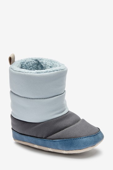 Colourblock Quilted Baby Pram Boots (0-24mths)