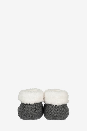 The Little Tailor Charcoal Grey Knitted Plush Lined Booties