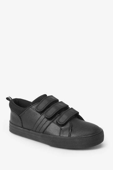 School Leather Triple Strap Shoes Standard Fit (F)