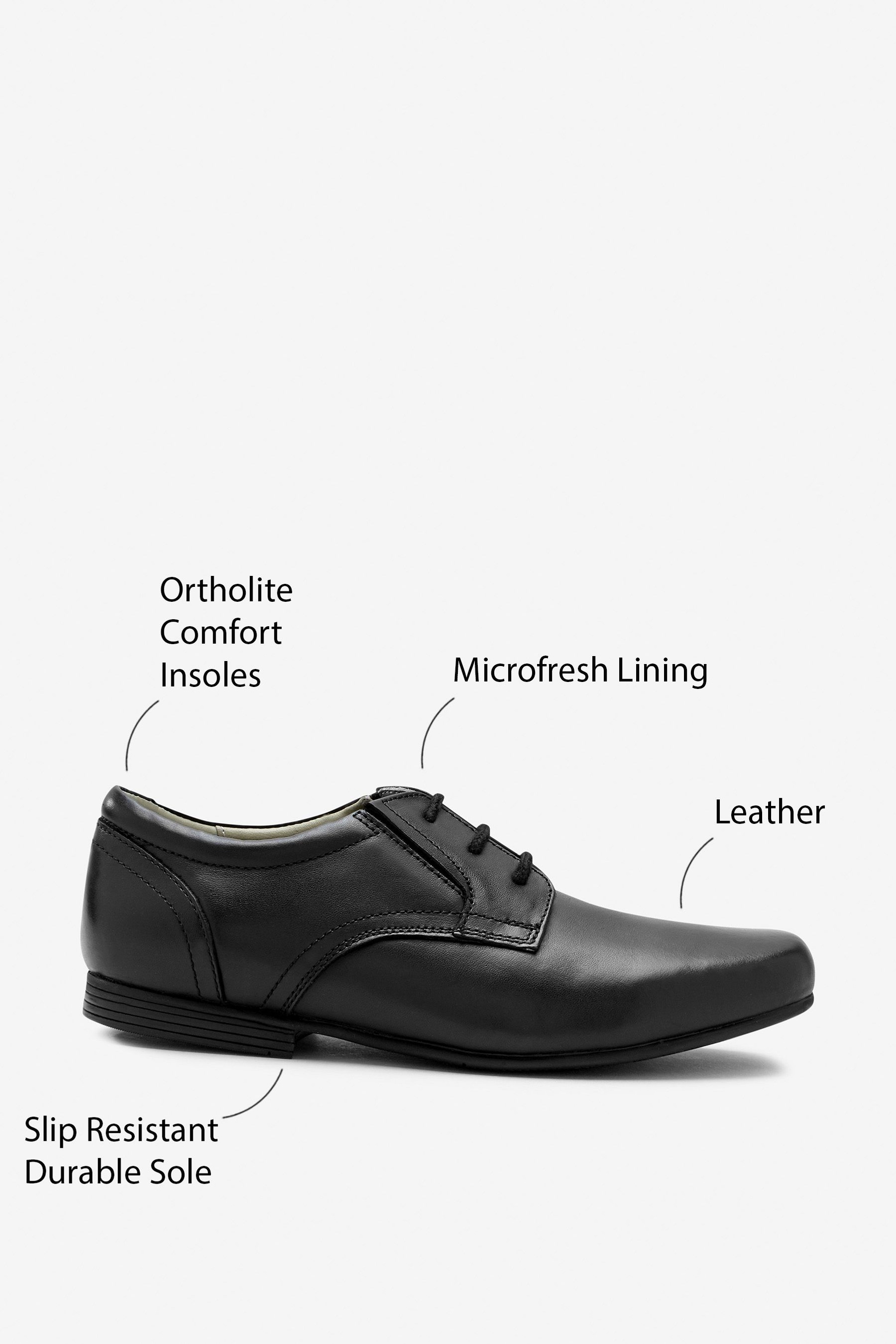 School Leather Formal Lace-Up Shoes Wide Fit (G)