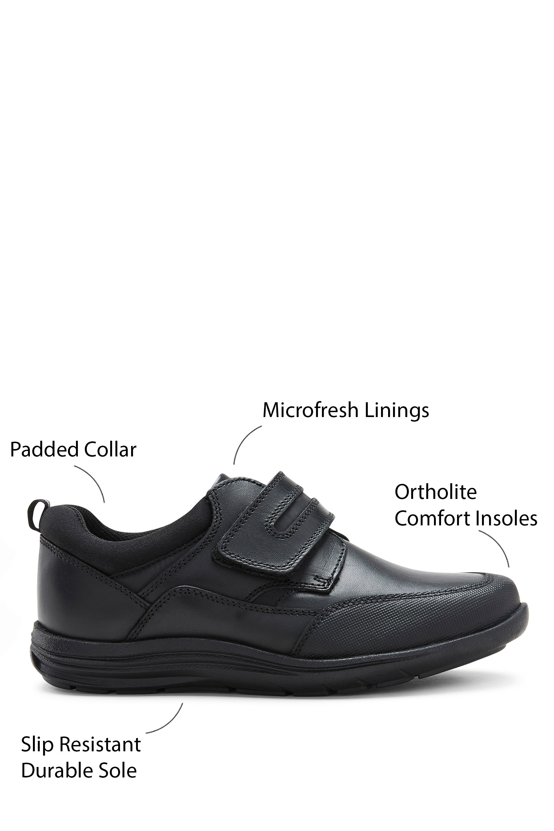 School Leather Single Strap Shoes Standard Fit (F)