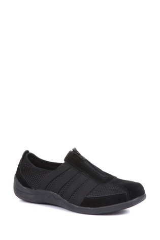 Pavers Black Ladies Casual Zip Up Trainers