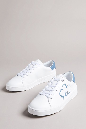 Ted Baker Blue Magnolia Flower Placement Cupsole Trainers