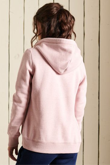 Superdry Pink Vintage Logo Embroidered Zip Hoodie