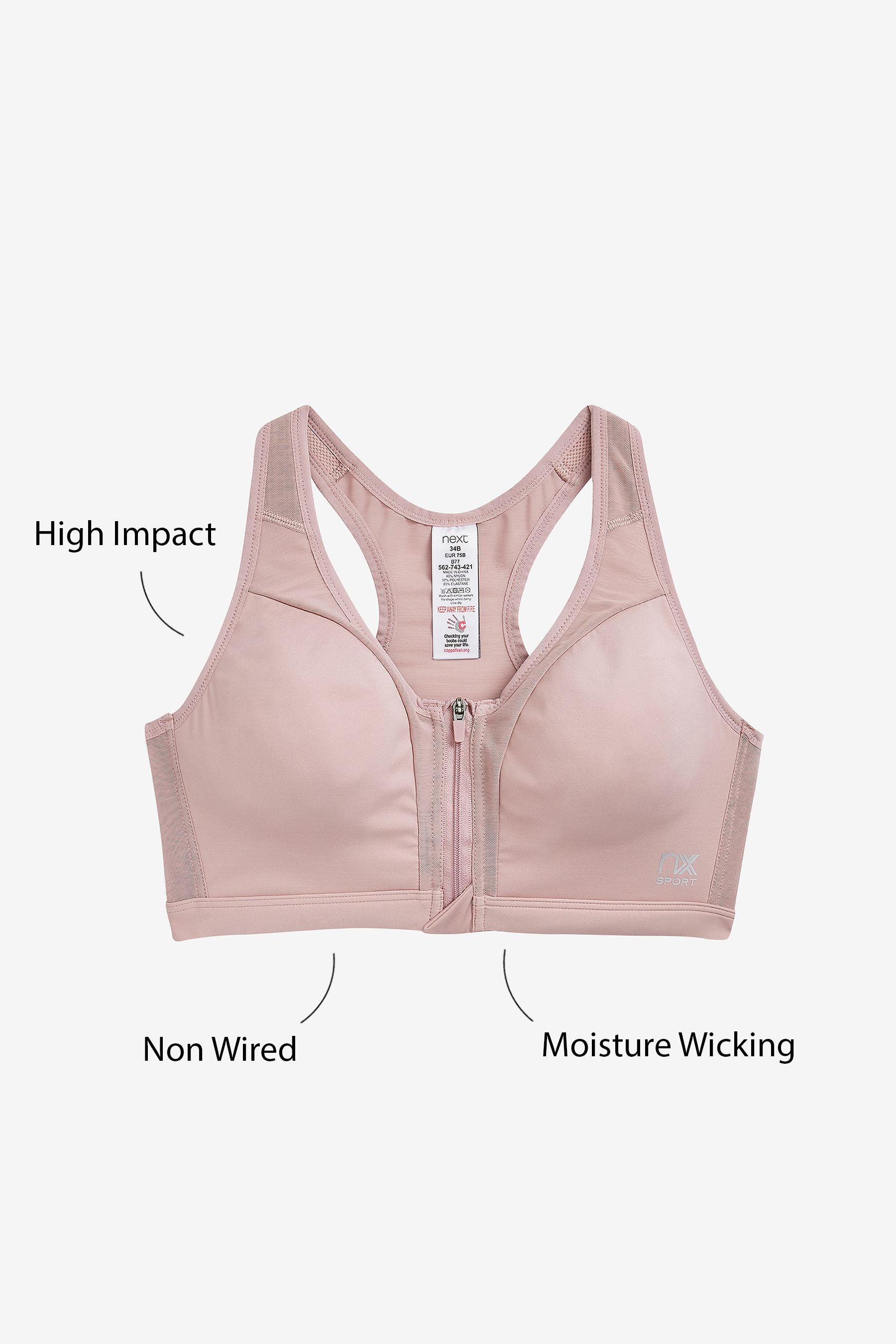 Next Active Sports High Impact Zip Front Bra