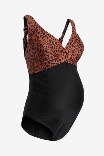 Mamalicious Maternity Leopard Print Wrap Swimsuit