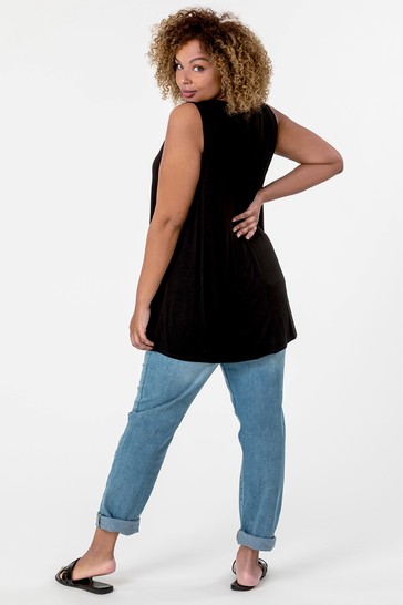 Roman Curve Plain V-Neck Vest Top