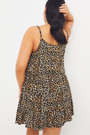 Simply Be Black/Leopard Mix And Match Beach Dress