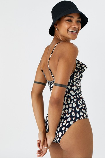 Accessorize Animal Print Frill Swimsuit