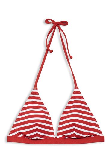 Esprit Red Recycled Striped Padded Halter Top