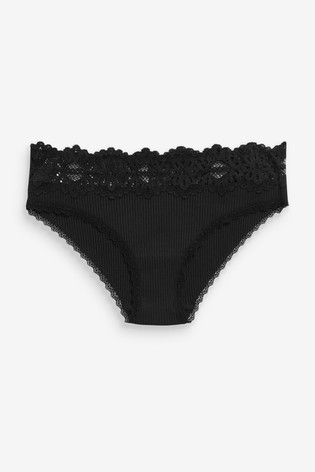 Lace Rib Knickers 3 Pack Brazilian