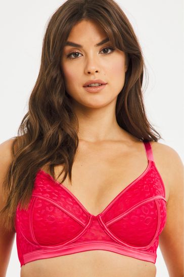 Figleaves Womens Red Leopard Pimlico Non-Pad Underwired Plunge Bra