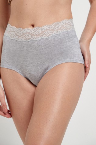 Lace Trim Cotton Blend Knickers 7 Pack Full Brief