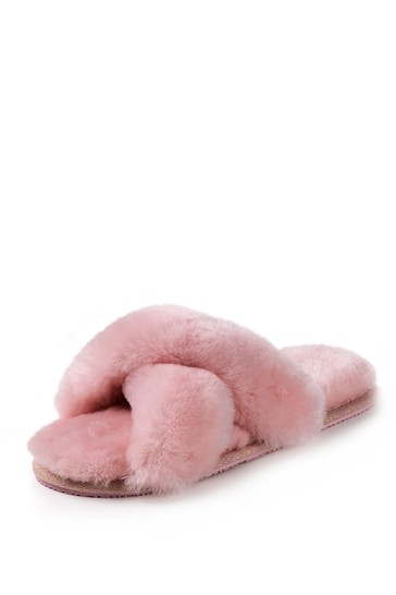 Just Sheepskin Daisy Cross Over Open Toe Slider Slipper