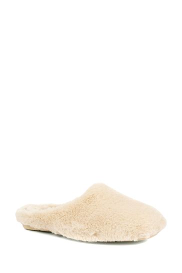 Jones Bootmaker Nude Faux-Fur Slip-On Slippers