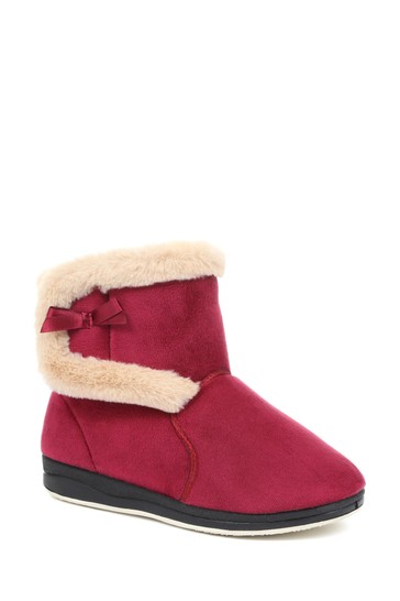 Pavers Red Wide Fit Slipper Boots