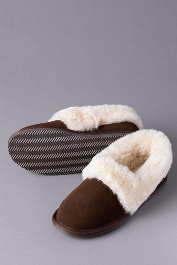 Lakeland Leather Ladies Sheepskin Cuff Slippers