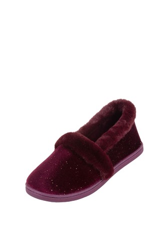 Totes Sparkle Velour Full Back Slipper