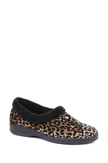 Pavers Ladies Leopard Print Full Slippers