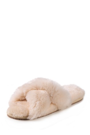 Just Sheepskin Daisy Cross Over Open Toe Slider Slipper