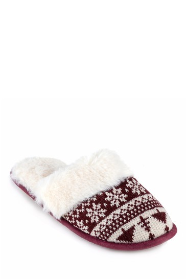 Totes Ladies Family Collection Fair Isle Mule Slippers