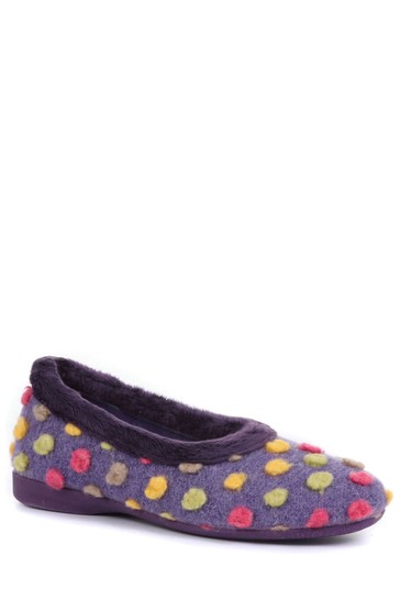 Pavers Purple Multi Ladies Full Woolly Slippers