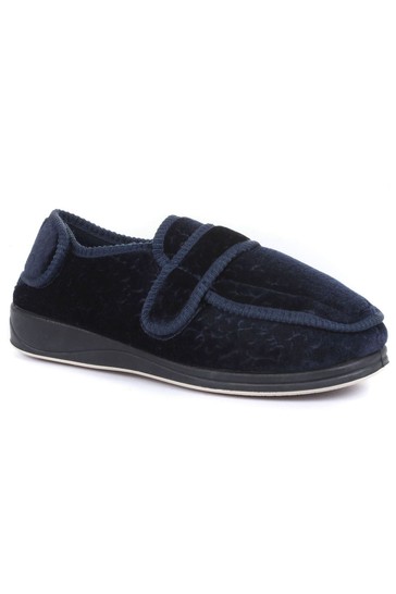 Pavers Blue Ladies Touch Fastening Full Slippers