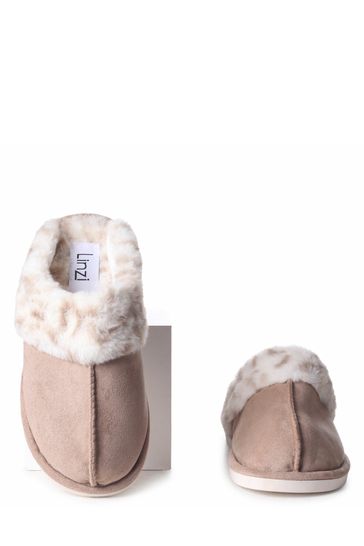 Linzi Felicity Faux Fur Leopard Trim Slipper Mule