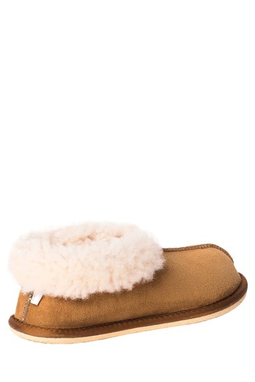 Celtic & Co. Ladies Camel Brown Sheepskin Bootee Slippers