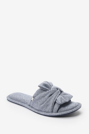 Herringbone Bow Slider Slippers