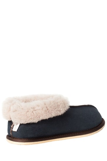 Celtic & Co. Ladies Blue Sheepskin Bootee Slippers