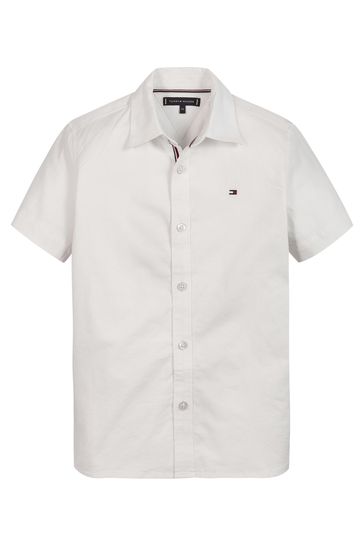 Tommy Hilfiger White Stretch Oxford Short Sleeve Shirt