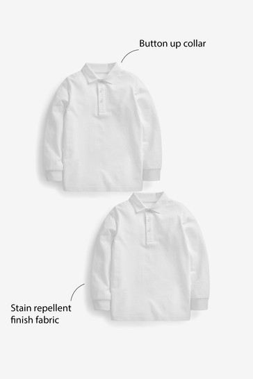 2 Pack Long Sleeve School Polo Shirts (3-16yrs)