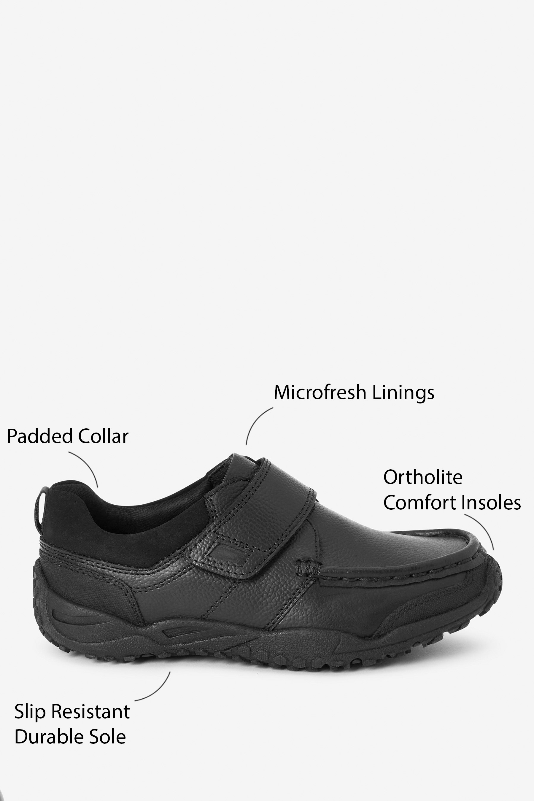 School Leather Single Strap Shoes Standard Fit (F)