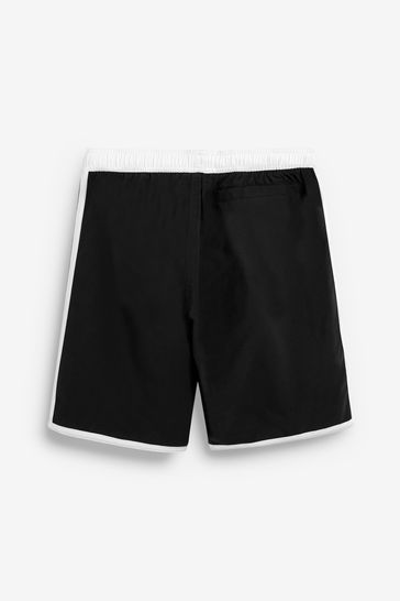 adidas Black/White 3 Stripe Swim Shorts