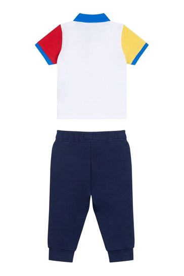 U.S. Polo Assn White Sport Colour Block Polo Shirt and BB Jogger Set