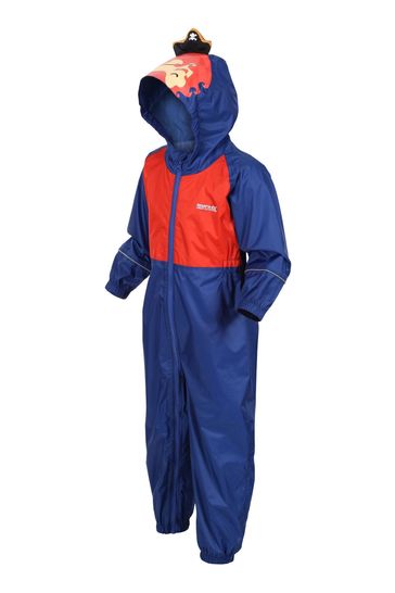 Regatta Blue Charco Waterproof Animal Hooded Suit