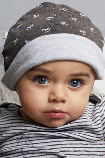 The Little Tailor Grey All Over Print Rocking Horse Jersey Hat