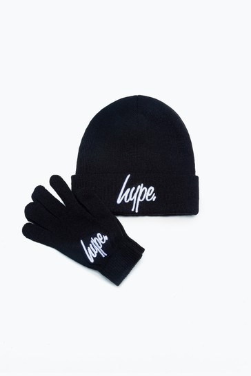 Hype. Script Beanie Hat And Gloves Set
