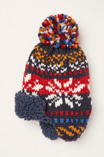 FatFace Blue Fairisle Trapper Hat