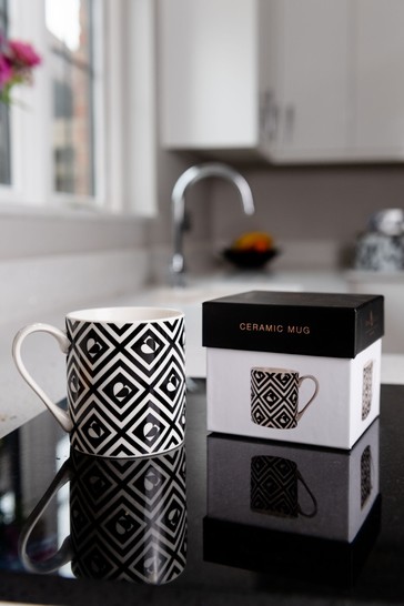 Beau And Elliot Monochrome Tile Mug