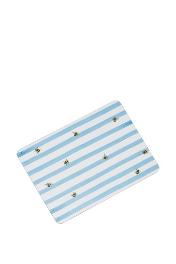 Joules Set of 4 Corkback Bee Striped Placemats