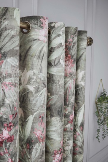 Hyperion Anthea Floral Velour Digital Print Weighted Eyelet Curtains