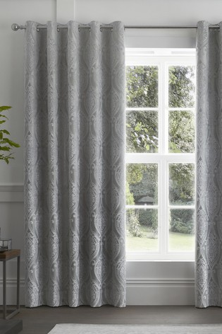 Curtina Chateau Textured Chenille Damask Lined Eyelet Curtains