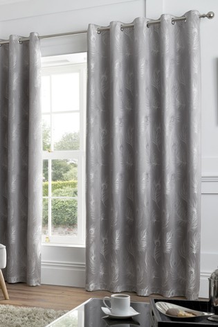 Curtina Feather Jacquard Lined Eyelet Curtains