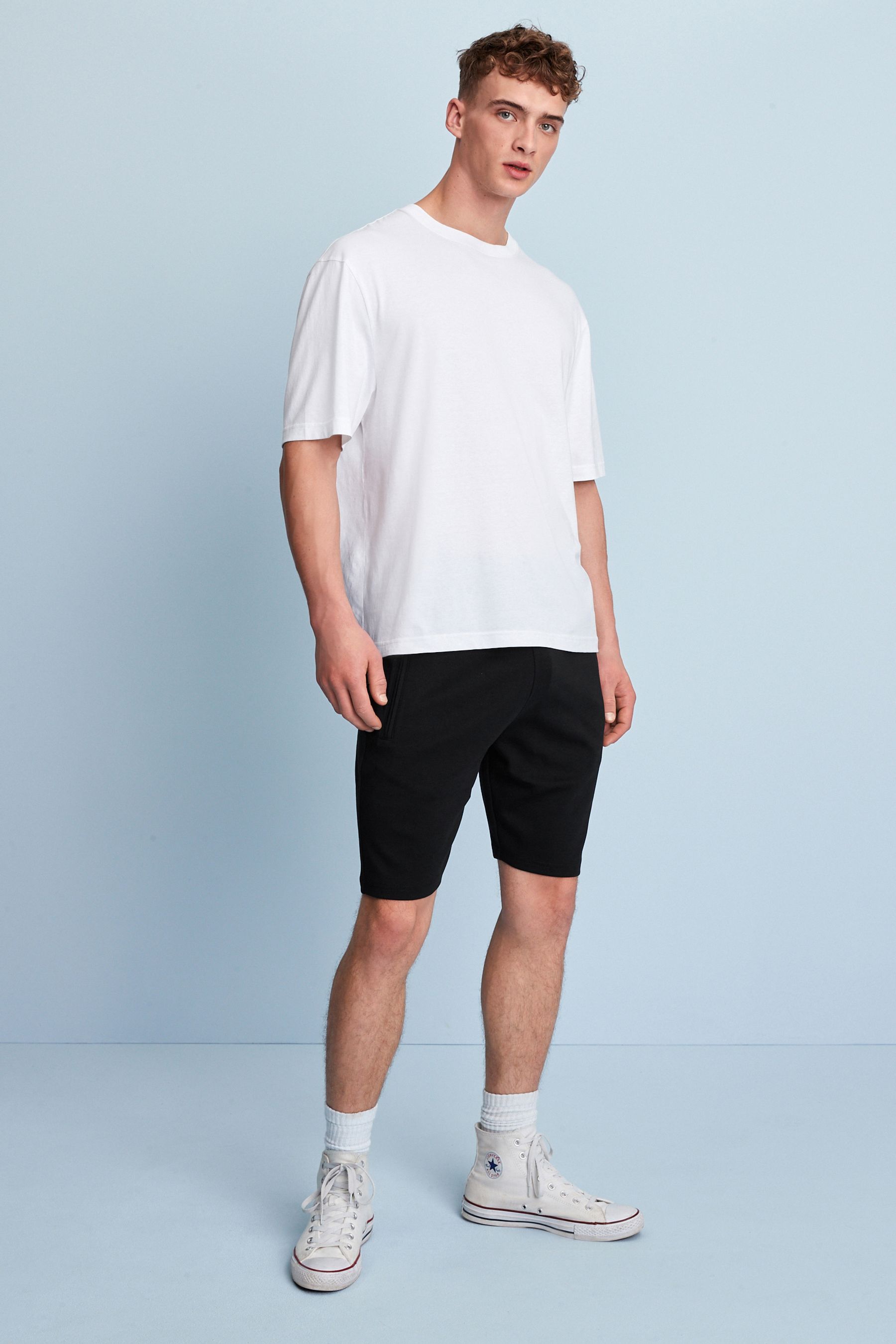 Zip Pocket Jersey Shorts Straight Fit