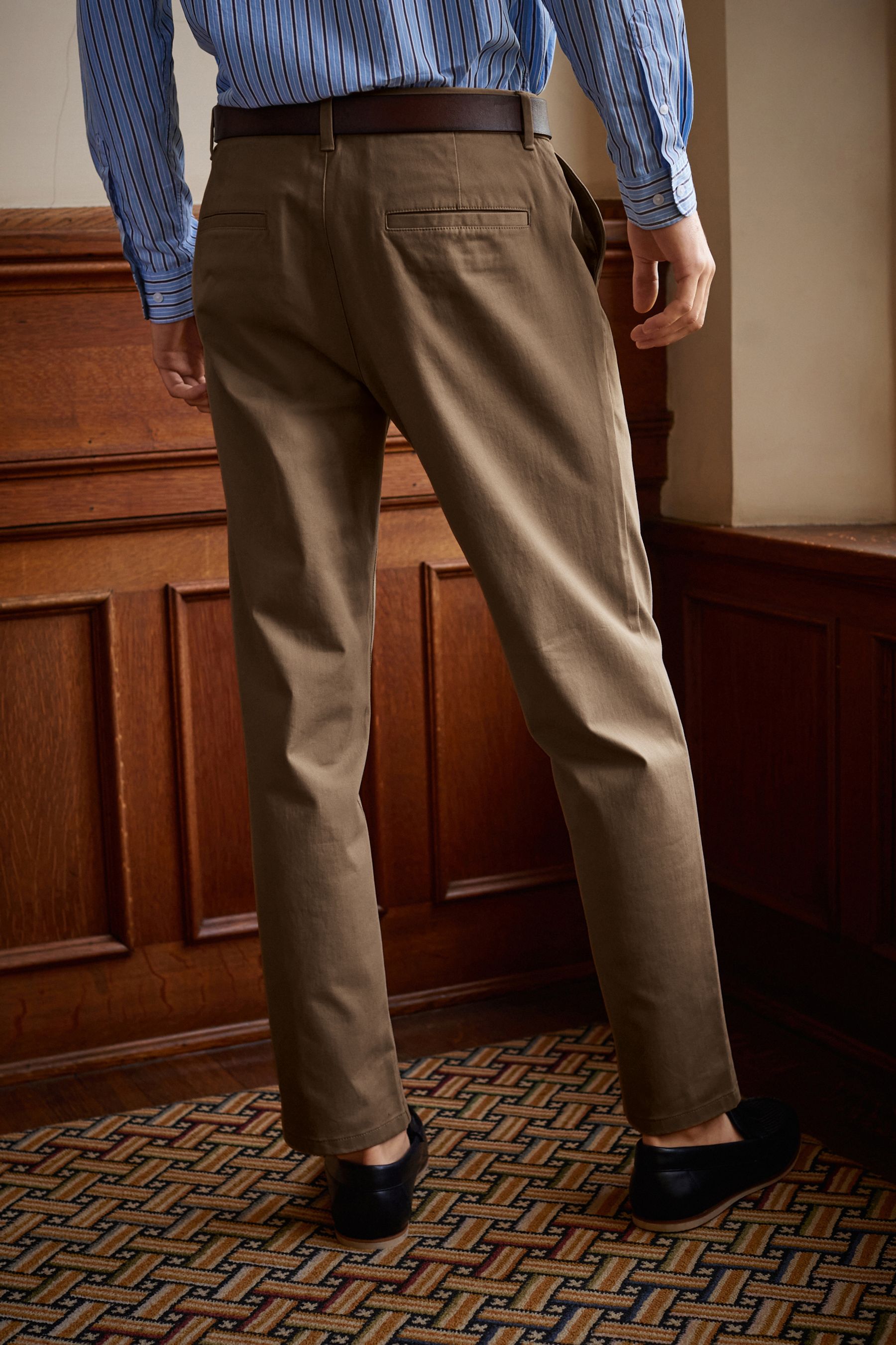 Belted Soft Touch Chino Trousers Straight Fit