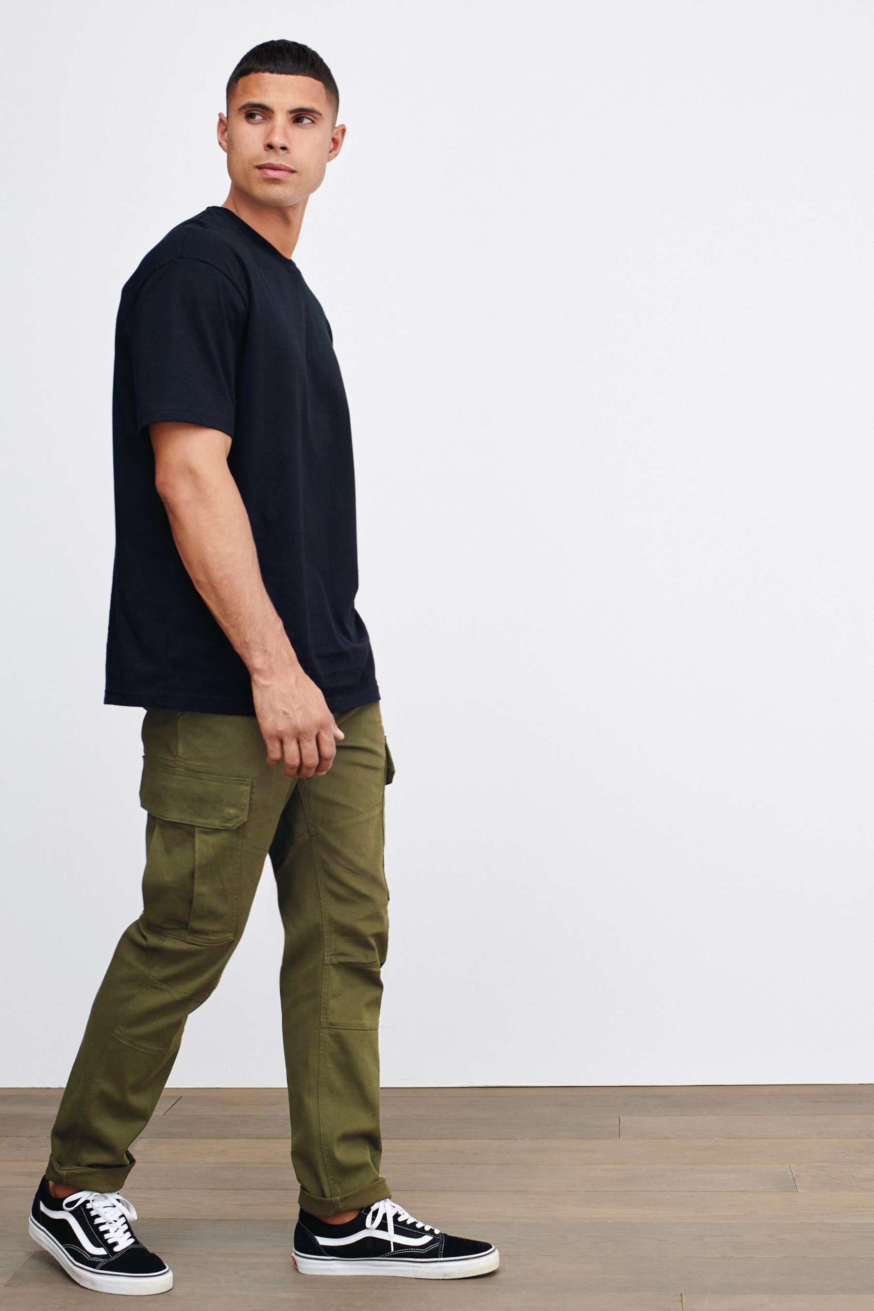 Cotton Stretch Cargo Trousers Slim Fit