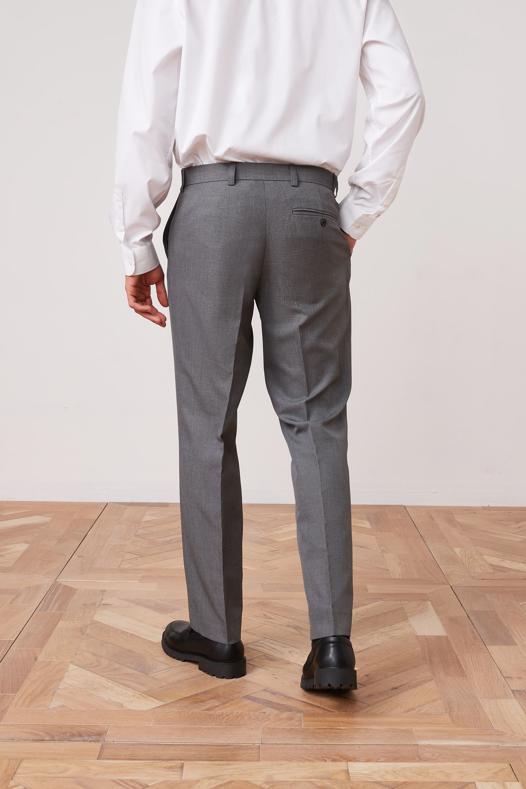 Machine Washable Plain Front Trousers Slim Fit