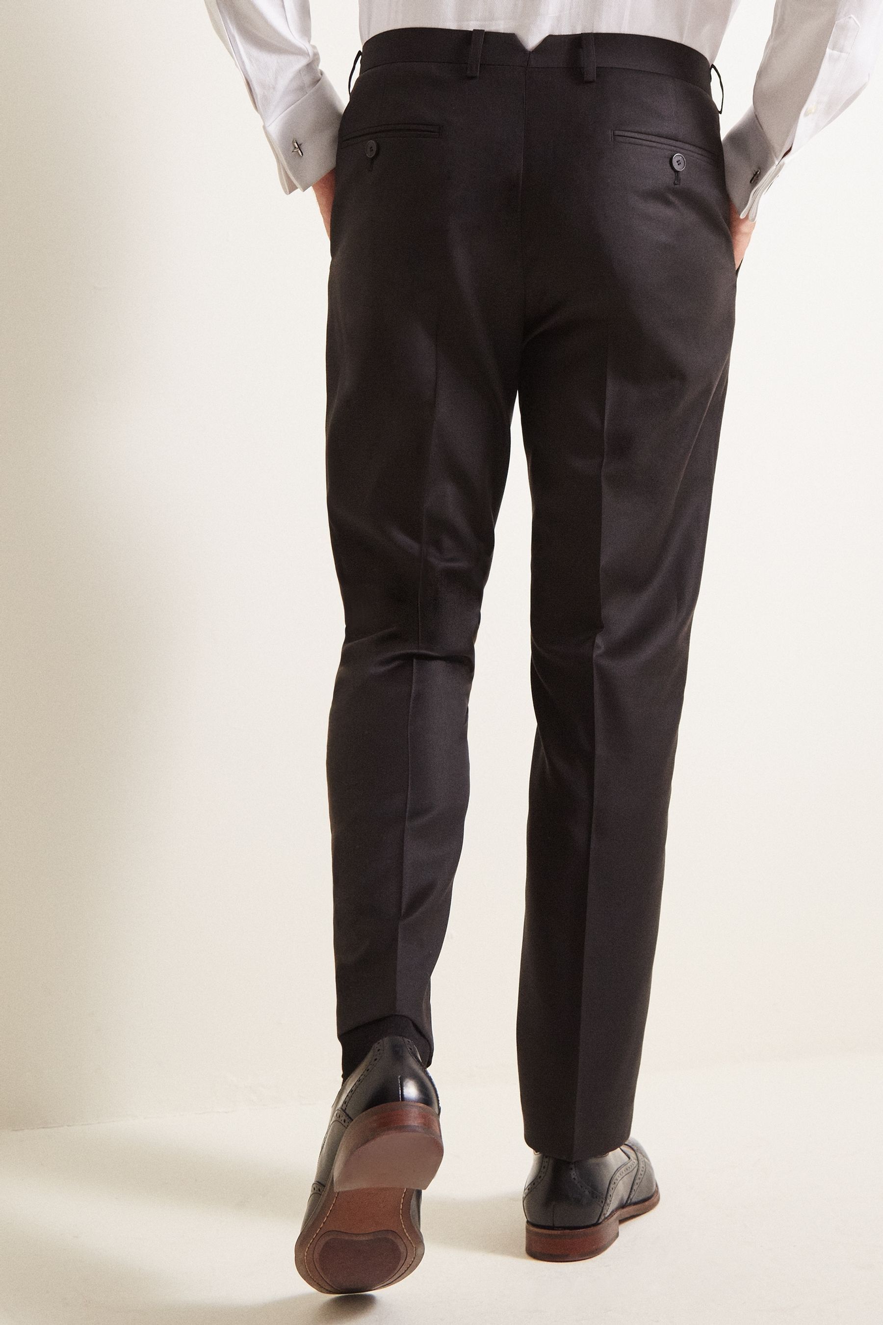 Moss Bros Moss x Cerruti Black Tailored Fit Twill Trousers